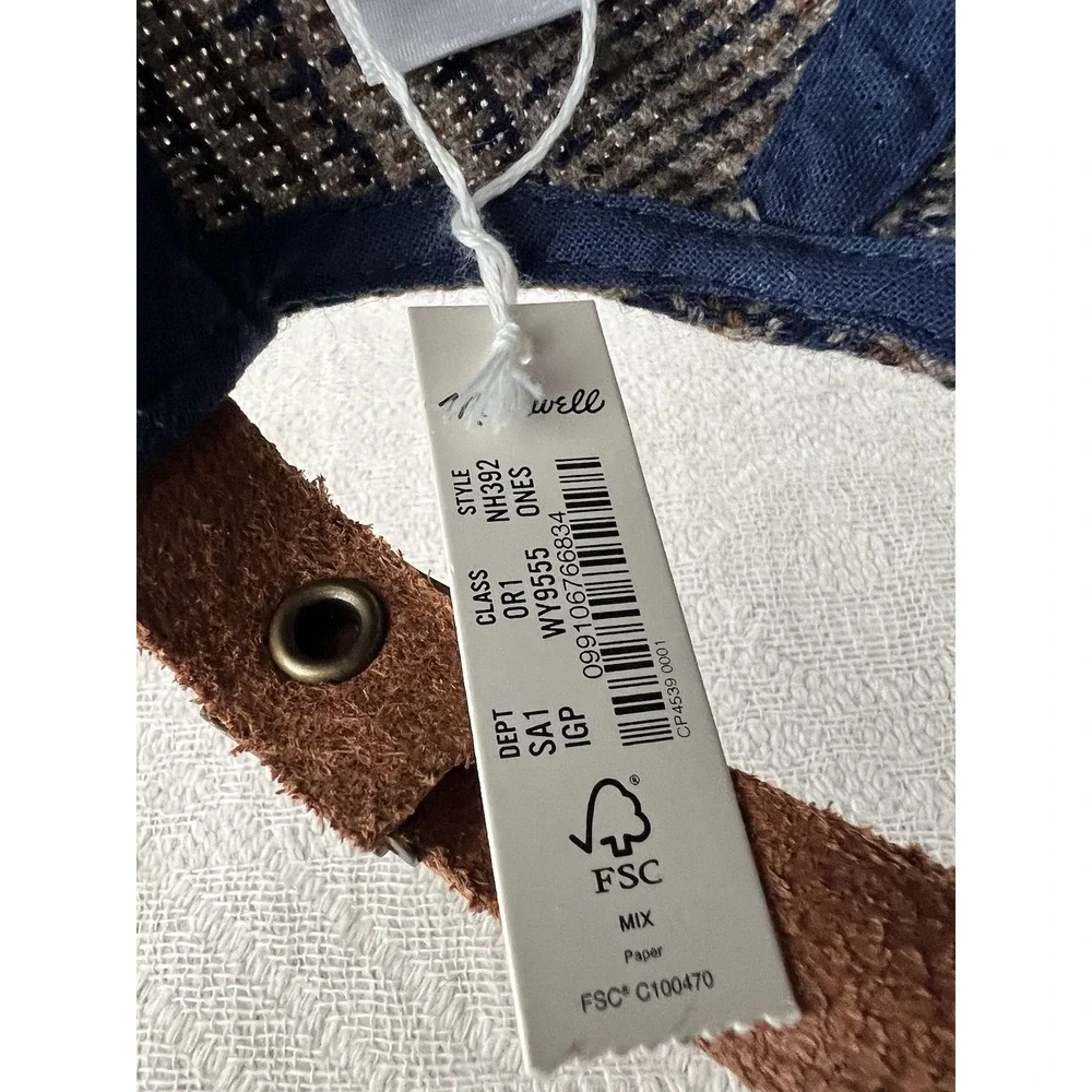 NEW Madewell Plaid TWEED knit Baseball Cap Wool Blend Brown Ralph Lauren Style
